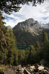 Lake Sant Maurici in national park of Aigüestortes y Estany de Sant Maurici, beautiful landscape in the Pyrenees mountains, Spain