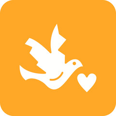 Dove with Heart Line Color Icon