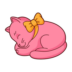 Illustration of cute kawaii cat. Fun animal.