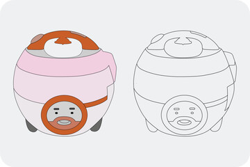 Electric Rice Cooker, Illustration, Line art