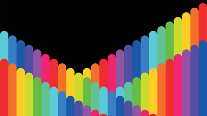 Obraz premium color abstraction, rainbow stripes, LGBT colors on a black background, colored pencils and paints