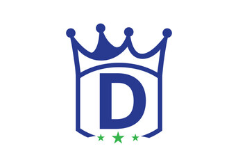 Letter D king crown Design Vector Template. letter logo icon design with king crown Template