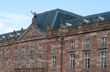 Fototapeta na wymiar Historic old facade in downtown of Strasbourg, France,