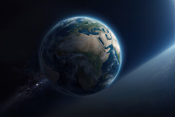 Fototapeta na wymiar Realistic earth planet against the the star sky