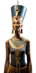 Portrait of a woman of ancient Egypt. Ancient Egyptian queen Nefertiti portrait. Isolated on transparency.