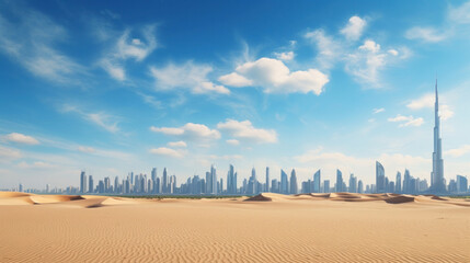 Desert in dubai city background.