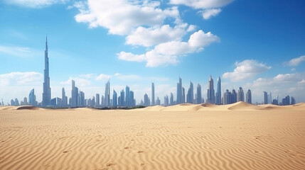 Desert in dubai city background.