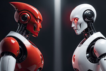 red robot vs white robot