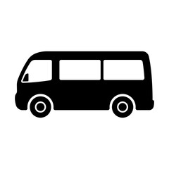 Minibus icon. Black silhouette. Side view. Vector simple flat graphic illustration. Isolated object on a white background. Isolate.