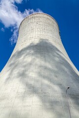 Cooling towers at nuclear power plant, energy self-sufficiency, greenhouse emission reduction - obrazy, fototapety, plakaty