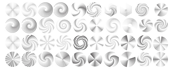 Circle halftone. Abstract dotted circles, round halftones geometric dots gradient and pop art texture. Dot spray gradation vector set. Illustration halftone gradient spotted, effect round