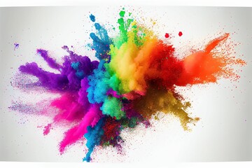 Fototapeta na wymiar AI generated illustration of bright, vibrant powder in the form of sprays on a white background
