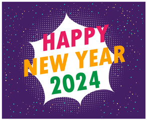 2024 Happy New Year Abstract Colorful Design Holiday Vector Logo Symbol Illustration With Purple Background