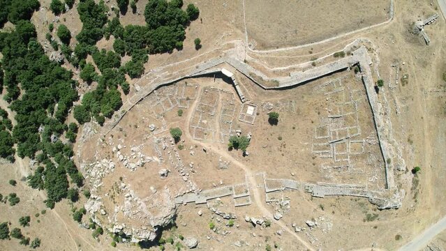Aerial view of ancient city Hattusa in the capital of Hittites