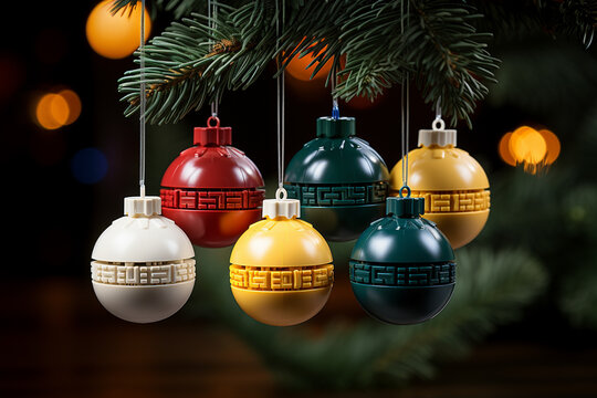 Christmas tree balls made from lego