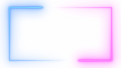 Abstract blue pink neon glowing line frame, animated moving led light screen box projection 3d rendering, empty space border presentation design background, futuristic laser sprectrum backdrop - 675435970