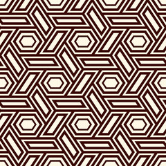 Hexagonal seamless pattern. Honeycomb surface print. Mosaic tiles. Flooring background. Wicker, weave, entwine effect. Geometric ornament. Vector abstract. Digital paper. Modern geometrical wallpaper