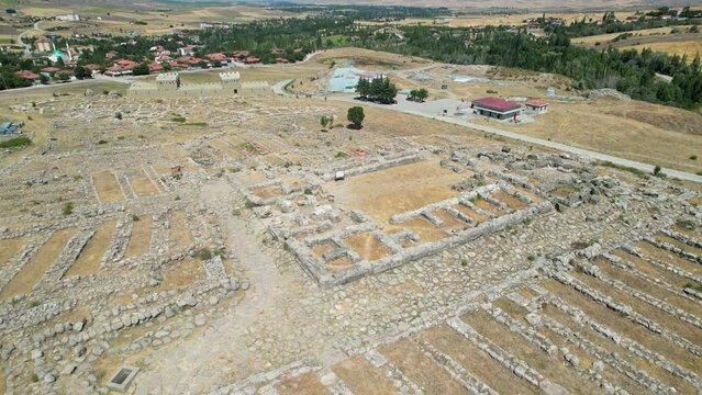 Aerial view of ancient city Hattusa in the capital of Hittites