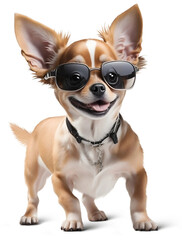 Chihuahua dog have a strong body playboy style and Wear sunglasses