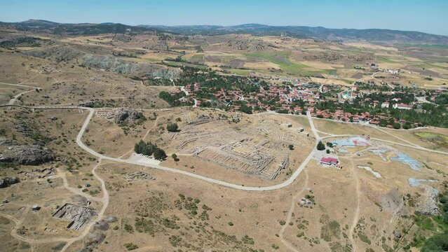 Aerial view of ancient city Hattusa in the capital of Hittites