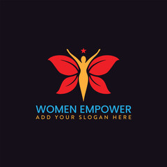 women empower logo design vector - obrazy, fototapety, plakaty