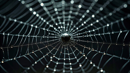 Fototapeta premium Intriguing image of the intricate structure of a spider web,