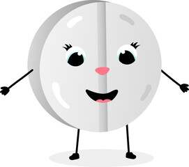 Happy cartoon pill. Vector character for logo medical mascot