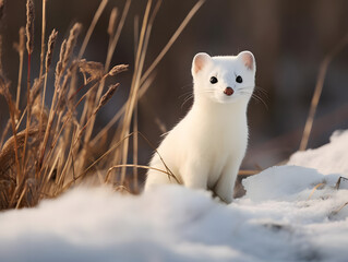 Ermine in Its White Winter Coat, Generative AI