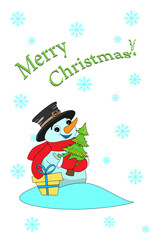 Christmas card with snowman