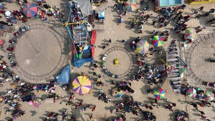 Aerial view of a traditional village fair in Bogra, Bangladesh. It's about 200 years old tradition and held once a year.