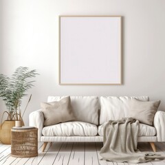Empty frame on living room wall