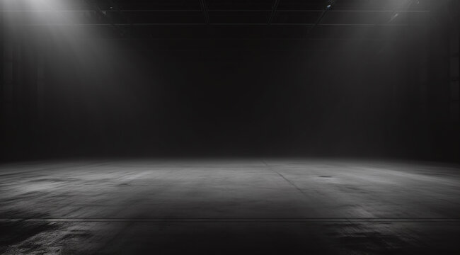 Illuminated stage with scenic lights and smoke