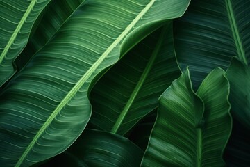 Tropical leaves, abstract green leaf texture in garden