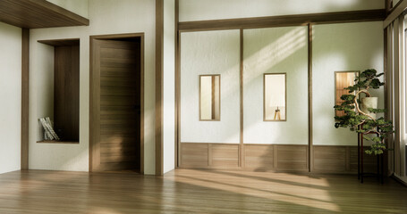 Empty wooden room ,Cleaning room interior