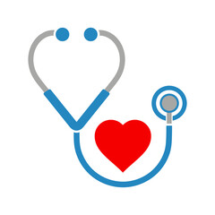 Symbol zdrowia i medycyny, stetoskop i serce  - obrazy, fototapety, plakaty