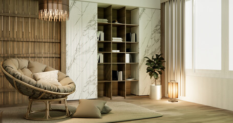 sofa armchair minimalist design japan style.3D rendering