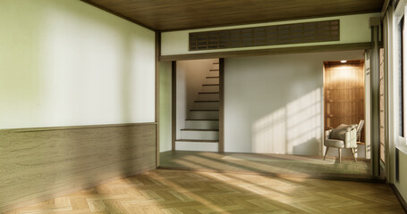 Empty wooden room ,Cleaning room interior