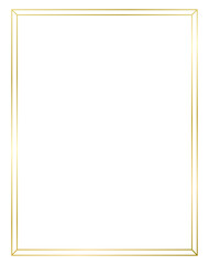 Golden metal frame isolated on white. Vector frame for text, certificate, pictures, diploma	