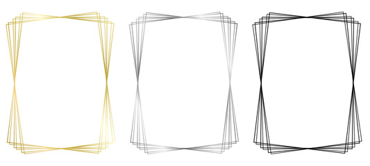 Set of black, golden and silver frames. Vector frame isolated on white. Frame for text, certificate, pictures, diploma, invitation	