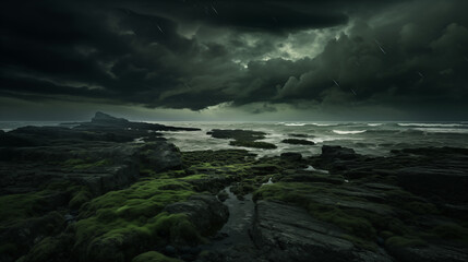 Obraz premium Rough Sea Landscape in Dark Tone