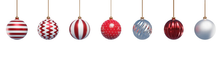 Set of Christmas tree decorations balls. 3D rendering