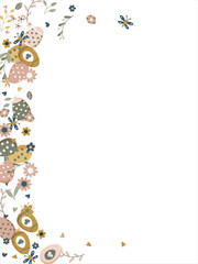 Frame made of elements for Easter. Traditional Easter elements. Vector illustration. Traditional easter ornament. Happy easter. Hand-drawn. Vector illustration.