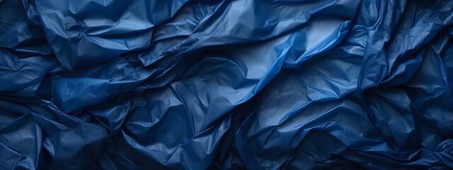 closeup of blue garbage bag, trash bag texture