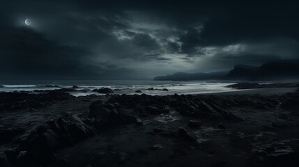 Obraz premium Rough Sea Landscape in Dark Tone