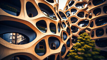 Naklejka premium Ingenious depiction of space-saving solutions in urban architecture, symbolizing adaptability,