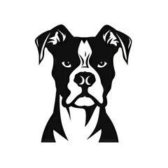Boxer Dog Icon, Canine Black Silhouette, Puppy Pictogram, Pet Outline, Boxer Symbol Isolated