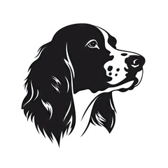 English Springer Spaniel Icon, Dog Black Silhouette, Puppy Pictogram, Pet Outline, Cocker Spaniel Symbol
