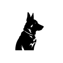 German Shepherd Icon, Dog Black Silhouette, Puppy Pictogram, Pet Outline, German Shepherd Symbol