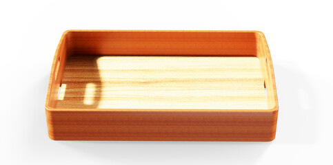 Round wooden pizza board without handle, isolated on white backg 3d render