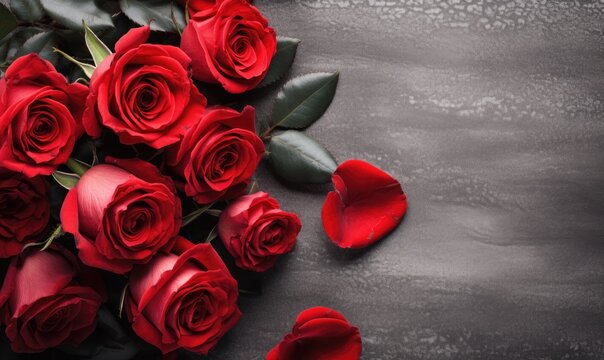 an image of red roses with a happy valentine's day Generative AI